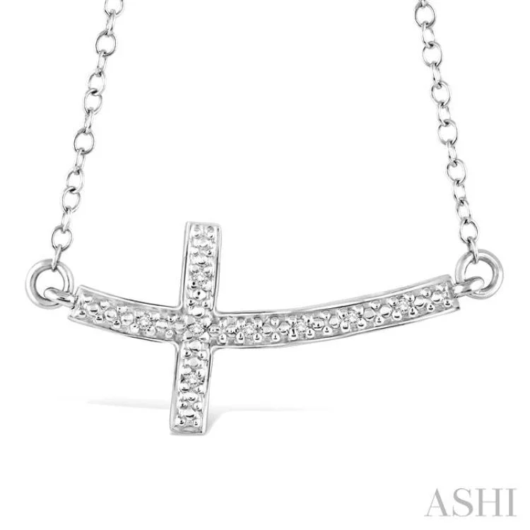 necklaces for special occasions -1/50 Ctw Round Cut Diamond Cross Pendant in Sterling Silver with Chain