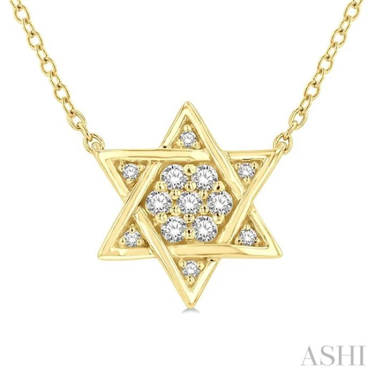 necklaces for teens trendy -1/10 Ctw Star of David Petite Round Cut Diamond Fashion Pendant With Chain in 10K Yellow Gold