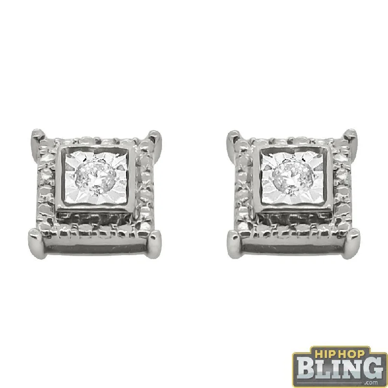 Ladies opal drop earrings -Square Fancy Diamond Hip Hop Earrings