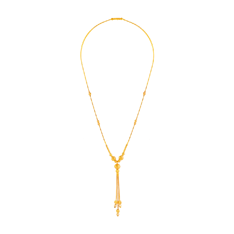 necklaces with white pearls -22KT (916) Yellow Gold Chain Pendant For Women