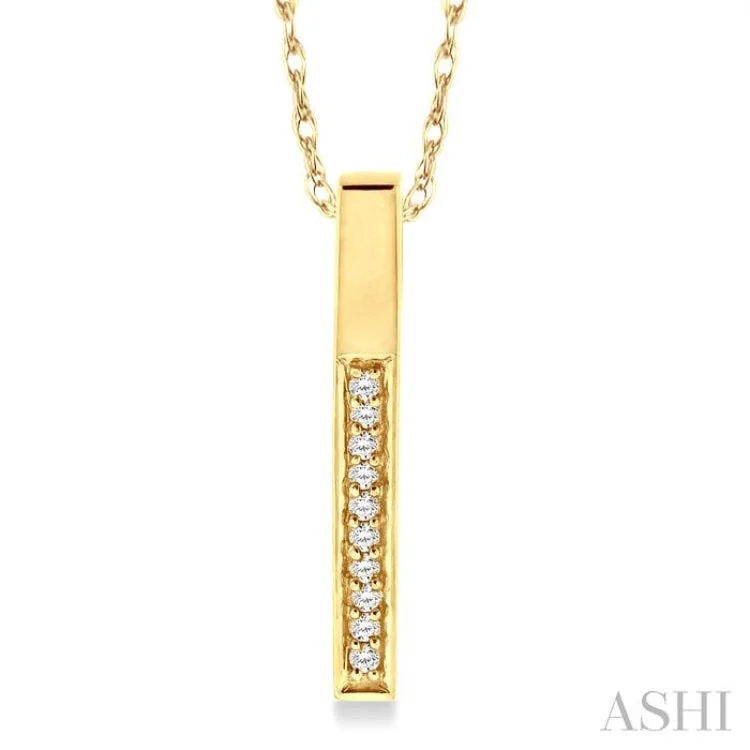 necklaces layered stackable set -1/10 Ctw Round Cut Diamond Stick Pendant in 10K Yellow Gold with Chain