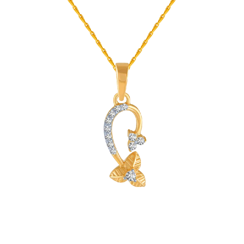 necklaces lightweight daily use -18KT (750) Yellow Gold And Diamond Pendant For Women