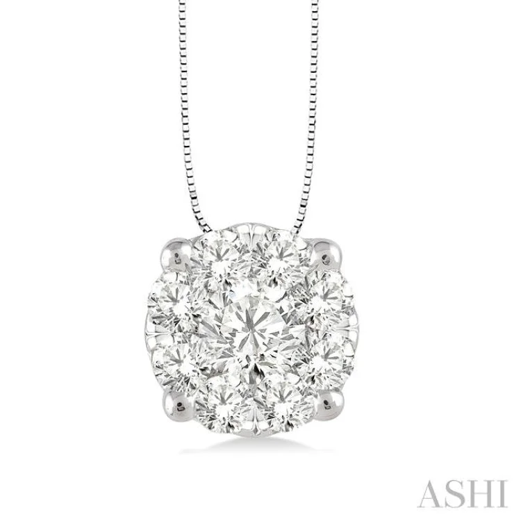 necklaces with pink tourmaline -1/3 Ctw Lovebright Round Cut Diamond Pendant in 14K White Gold with Chain