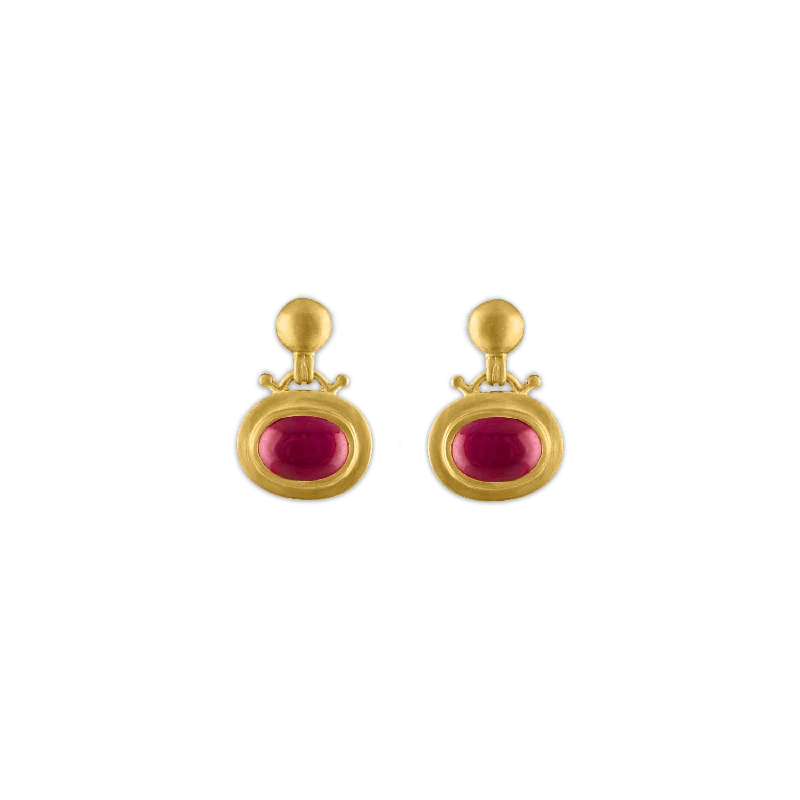 Bridal earrings for women -Small Ruby Bell Earrings