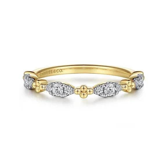 Ladies geometric diamond engagement rings -14K Yellow Gold Diamond Marquise Shape Bujukan Stackable Ring