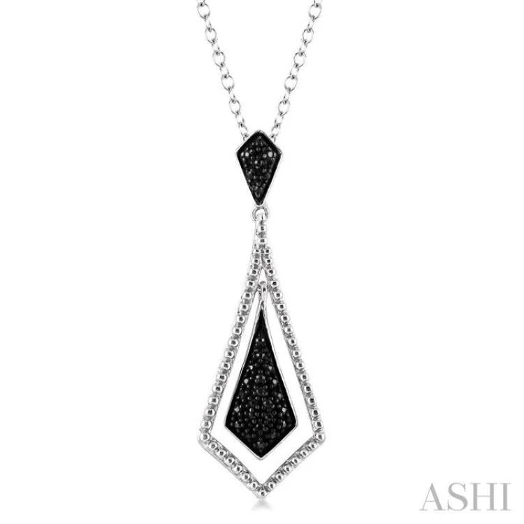 necklaces with black diamond -1/10 Ctw Round Cut Black Diamond Fashion Pendant in Sterling Silver with Chain