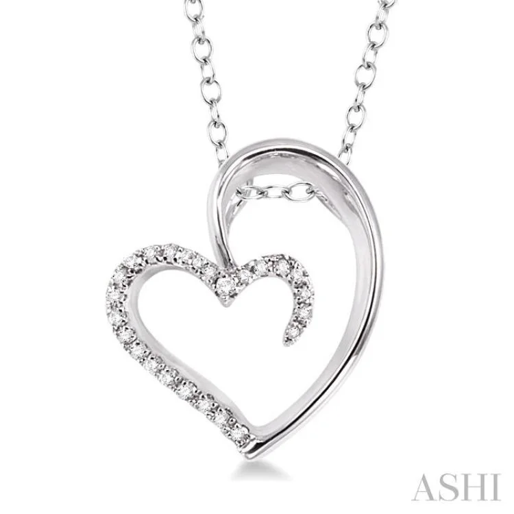 necklaces with crystal beads -1/10 Ctw Round Cut Diamond Heart Shape Pendant in Sterling Silver with Chain