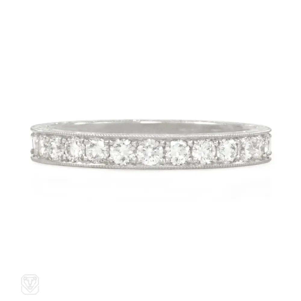 Simple silver engagement rings for women -Diamond and platinum eternity band