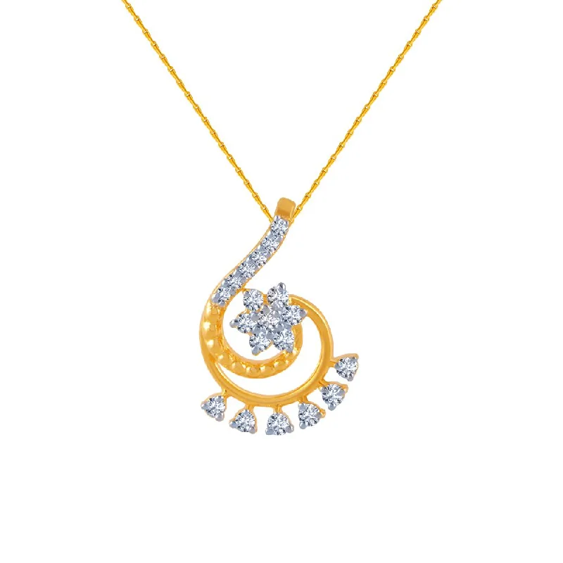 necklaces vintage inspired look -18k (750) Yellow Gold And Diamond Pendant For Women