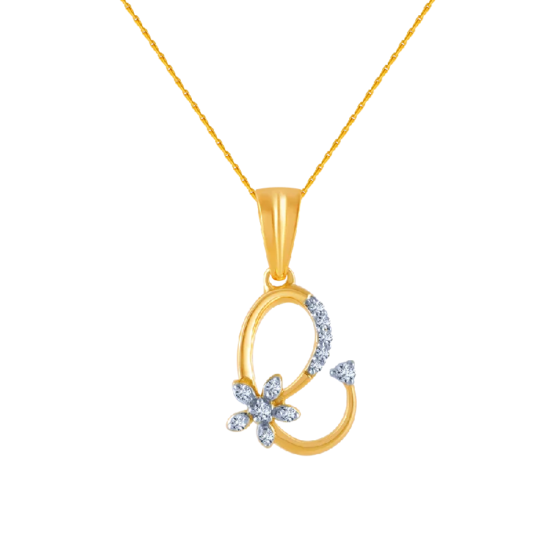 necklaces boho chic vibe -18k (750) Yellow Gold And Diamond Pendant For Women