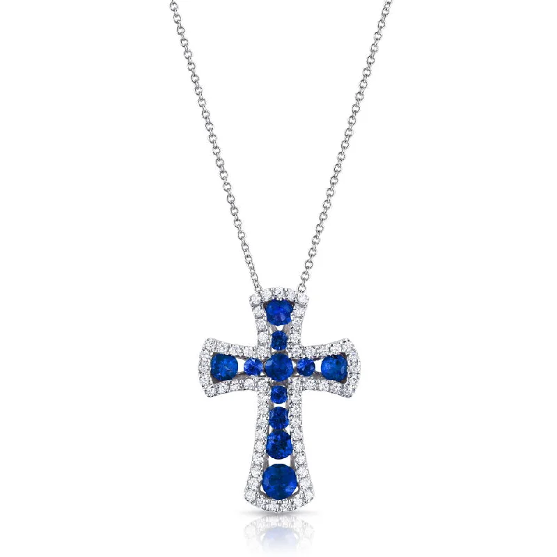 necklaces trendy 2025 design -Uneek Sapphire-and-Diamond Cross Pendant