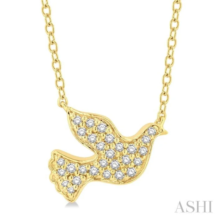 necklaces for gifting ideas -1/8 Ctw Dove Symbol Petite Round Cut Diamond Fashion Pendant With Chain in 10K Yellow Gold