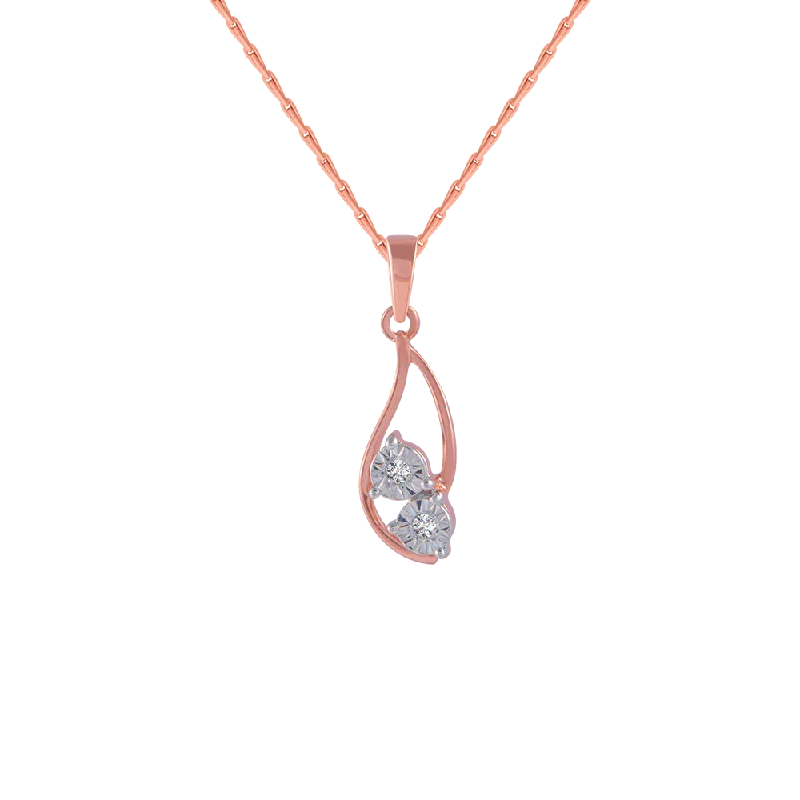 necklaces with turquoise stone -18KT (750) Rose Gold And Diamond Pendant For Women