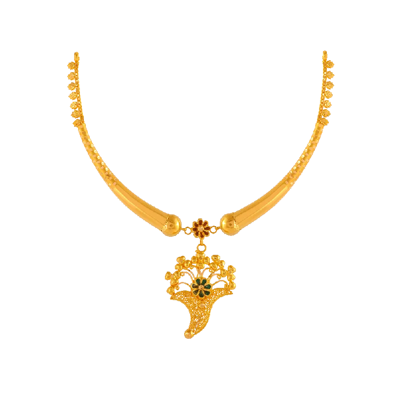 necklaces with zircon sparkle -P.c. Chandra Jewellers 22KT Yellow Gold Necklace For Women