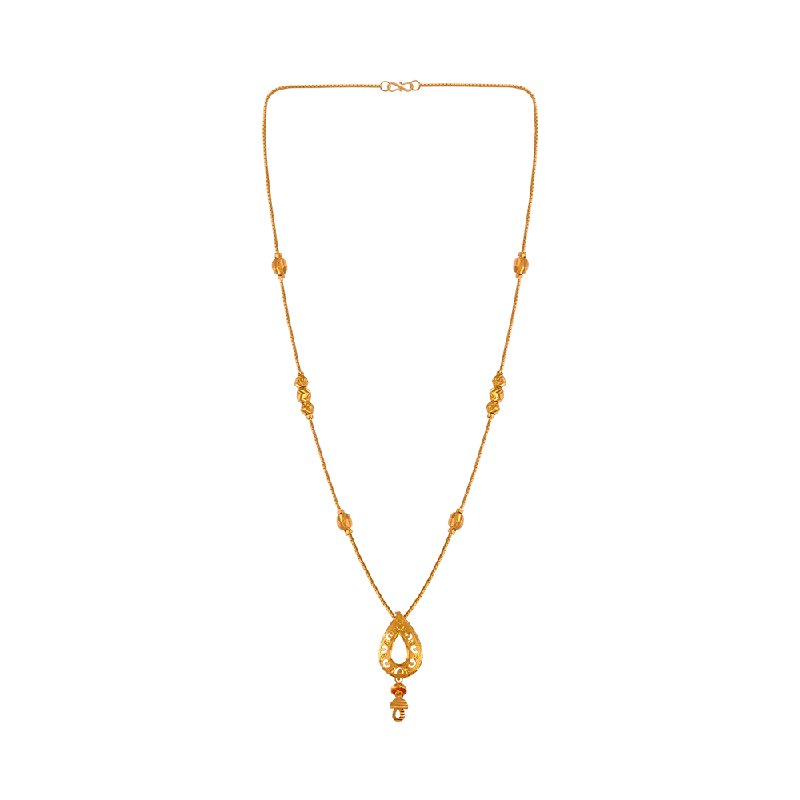 necklaces with orange garnet -22KT (916) Yellow Gold  Chain Pendant For Women