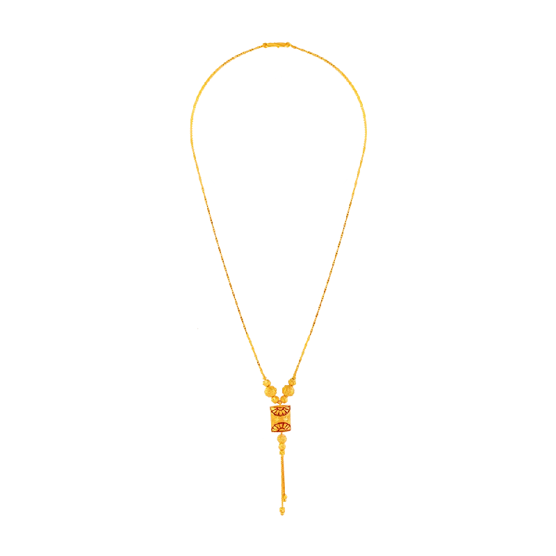 necklaces with lock charm -22KT (916) Yellow Gold Chain Pendant For Women