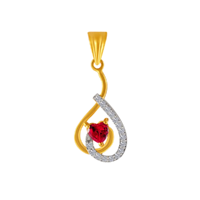 necklaces for anniversary surprise -14KT (585) Yellow Gold And American Diamond Pendant For Women