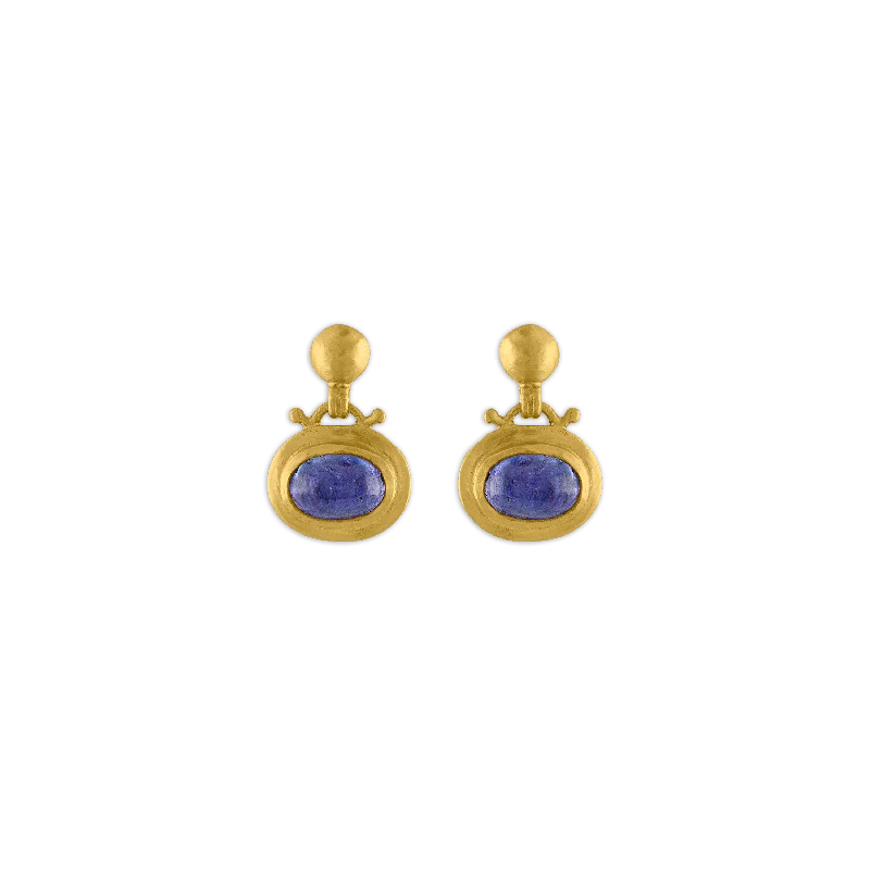 Ladies geometric earrings -Small Tanzanite Bell Earrings