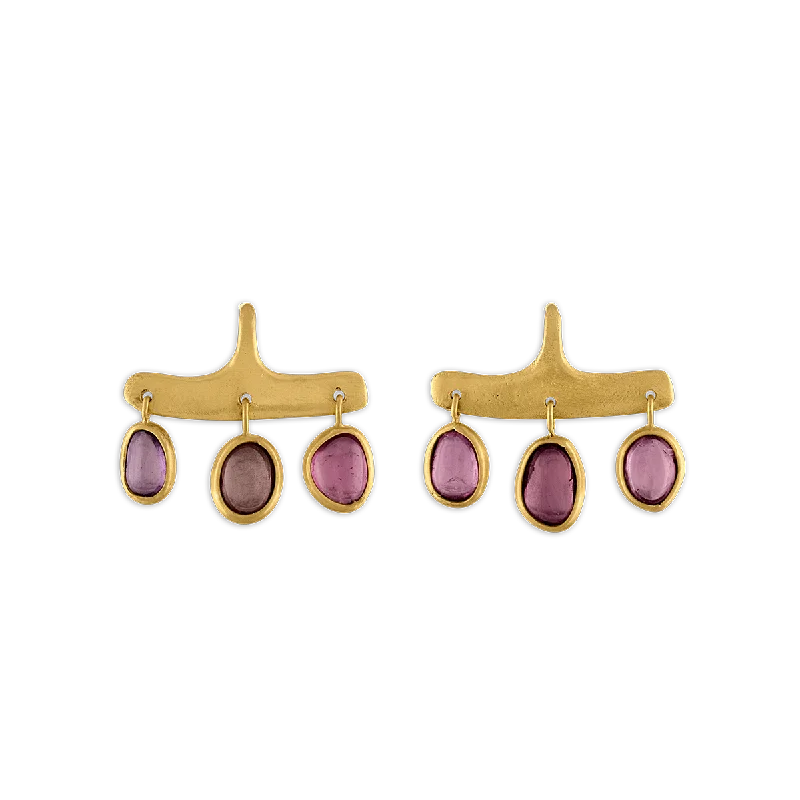 Delicate floral earrings for women -Rose Sapphire Syca Earrings