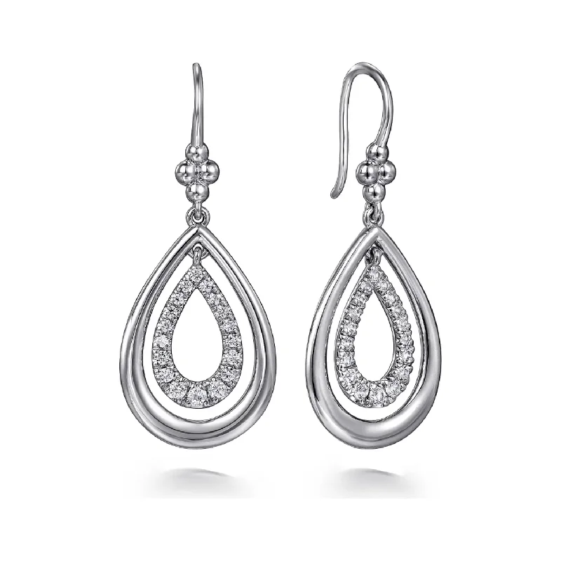 Ladies heart-shaped earrings -Gabriel Sterling Silver Bujukan Teardrop Fish Wire Earrings