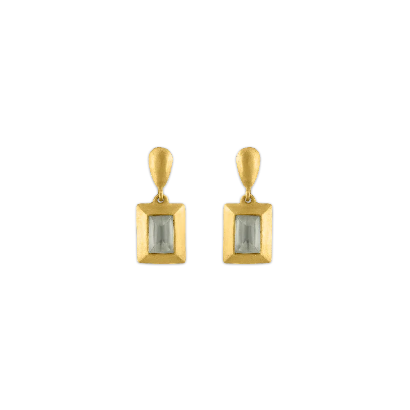 Elegant gold earrings for women -Mango Moonstone Capsa Drop Earrings