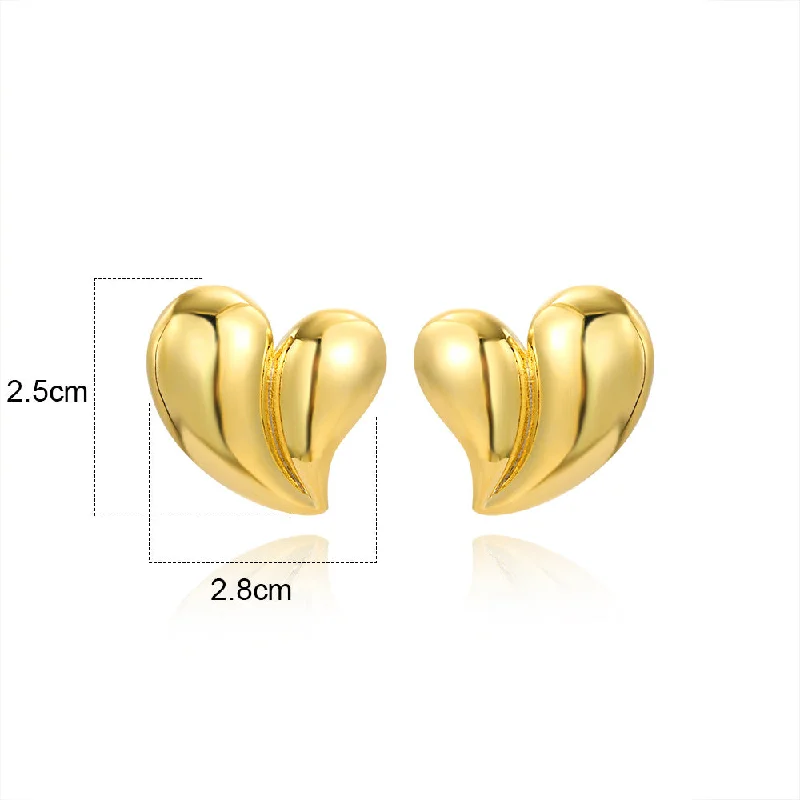 Ladies elegant pearl earrings -1 Pair Simple Style Heart Shape Plating Copper Gold Plated Ear Studs