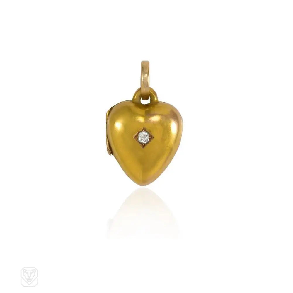 Modern engagement rings for women -Antique gold and diamond heart locket