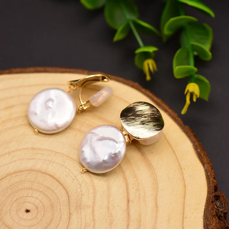 Brushed Disc-Shaped Earrings