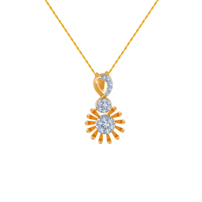 necklaces with pink tourmaline -18k (750) Yellow Gold And Diamond Pendant For Women