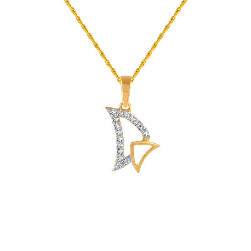 necklaces with rainbow gems -18KT (750) Yellow Gold And Diamond Pendant For Women