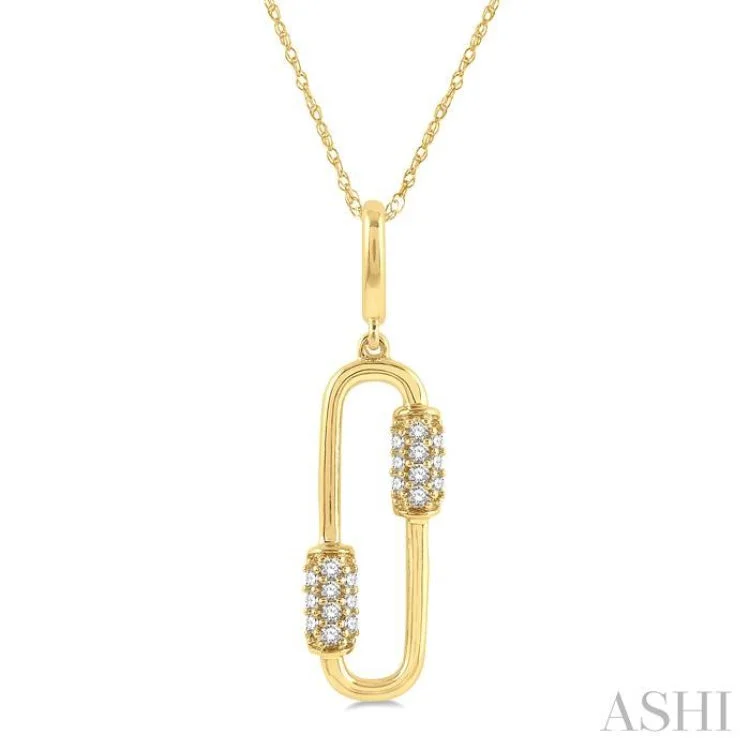 necklaces for vintage lovers -1/10 Ctw Round Cut Diamond Paper Clip Pendant With Chain in 10K Yellow Gold