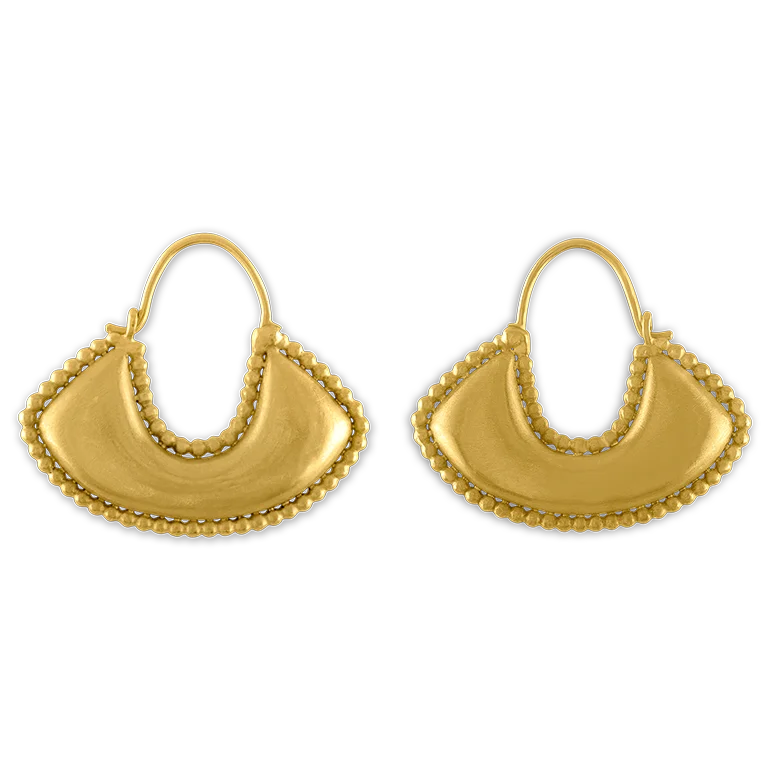 Elegant stud earrings for ladies -Large Granulated Boat-Shaped Hoop Earrings