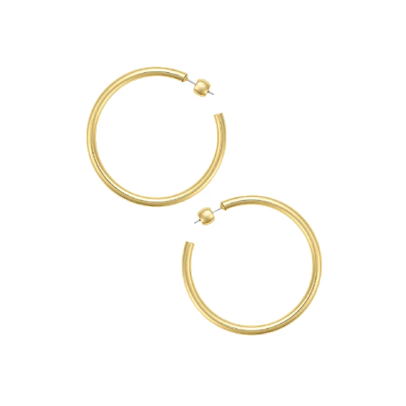 Statement pearl earrings for ladies -Gorjana Gold Carter Statement Hoops