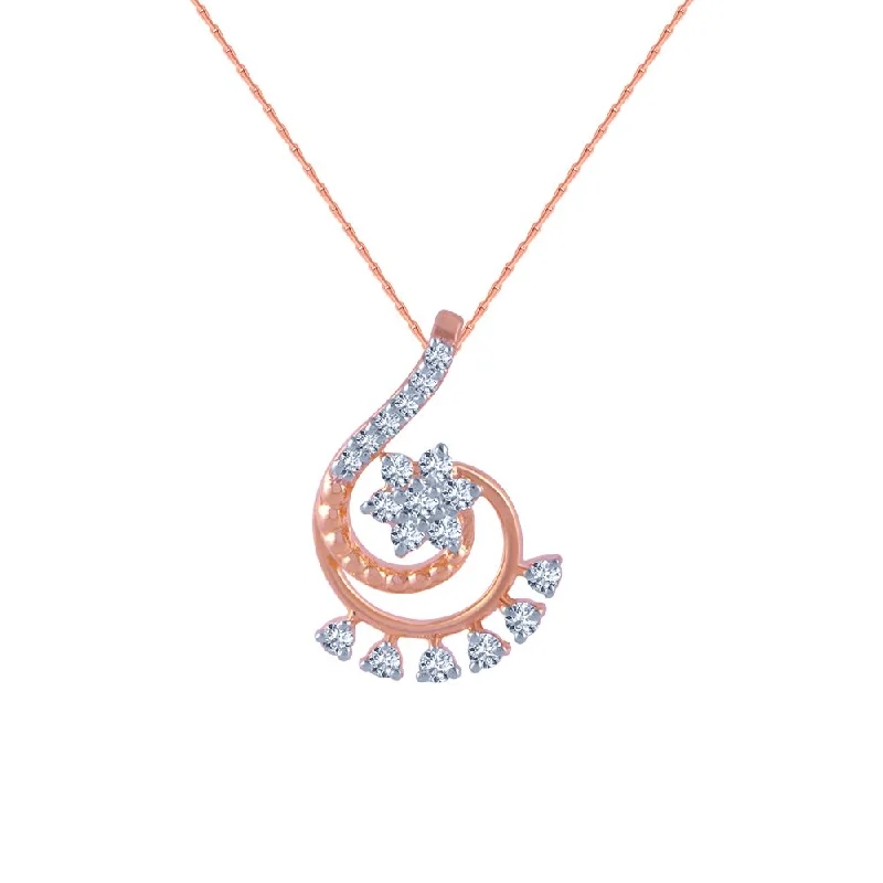 necklaces long chain style -18k (750) Rose Gold And Diamond Pendant For Women