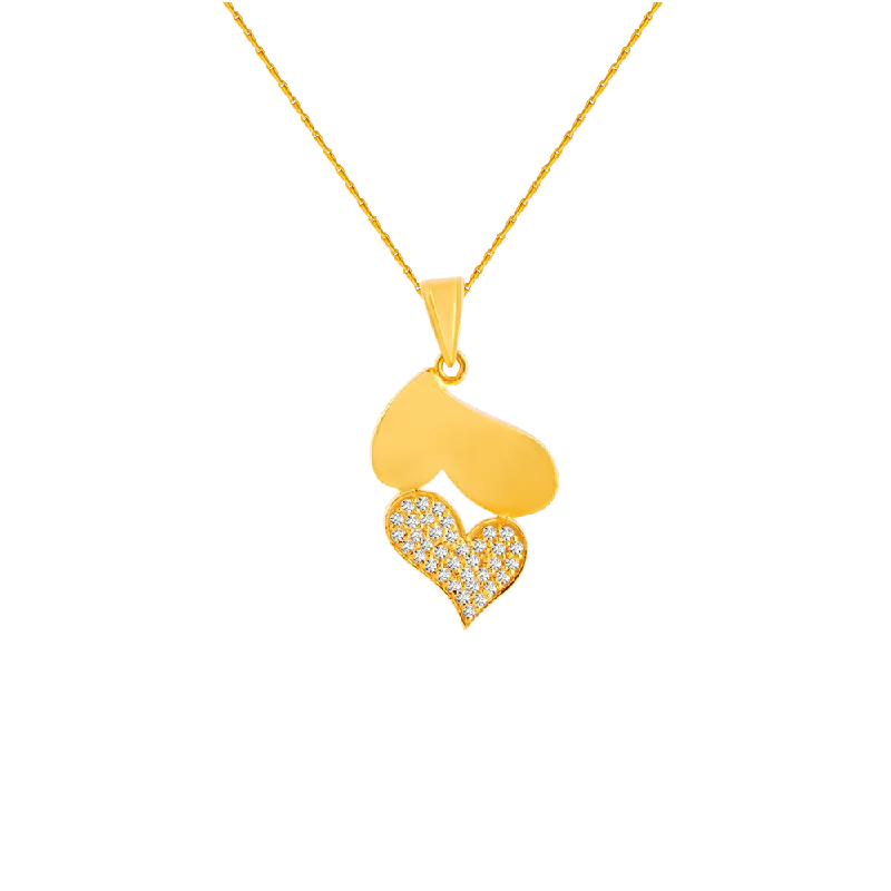 necklaces for young women -22KT (916) Yellow Gold And American Diamond Pendant For Women