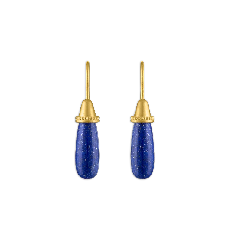 Ladies opal drop earrings -Lapis Pileus Earrings