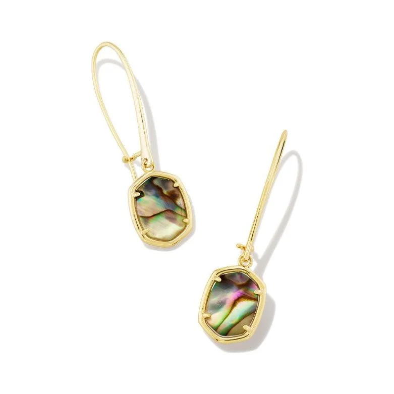 Ladies crescent moon earrings -Kendra Scott Gold Daphne Wire Drop Earrings in Abalone Shell