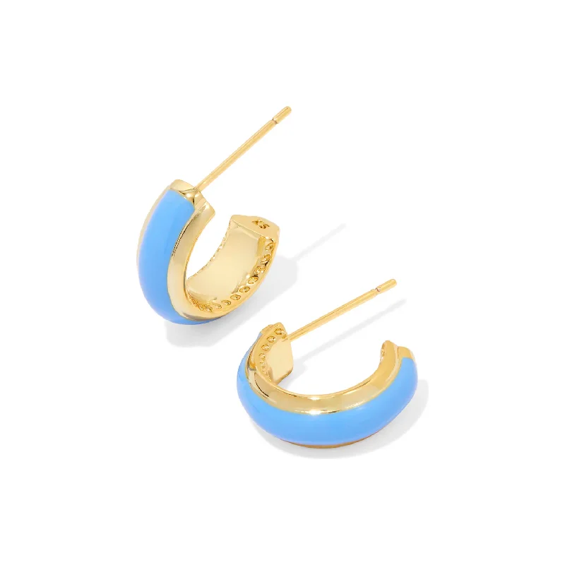 Ladies sterling silver earrings -Kendra Scott Gold Ainsley Enamel Huggie Earrings