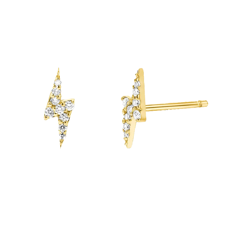 Ladies infinity symbol earrings -Diamond Lightning Bolt Stud Earrings