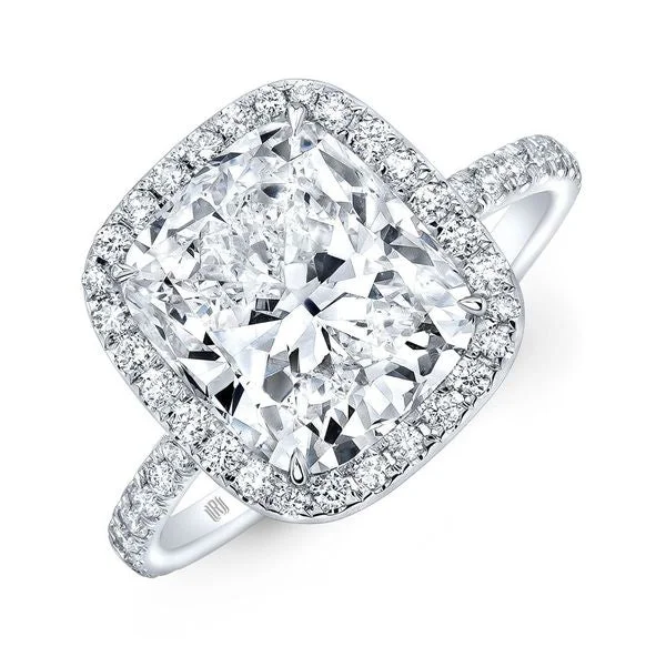 Dainty solitaire engagement rings for women -6.03 Carat Cushion-Cut F SI1 Diamond Platinum Halo Ring