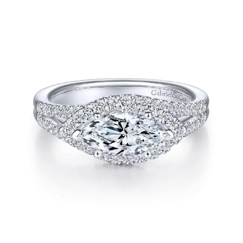 Ladies geometric diamond engagement rings -Diamond Semi-Mount Ring