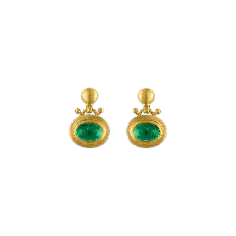 Simple hoop earrings for ladies -Small Emerald Bell Earrings