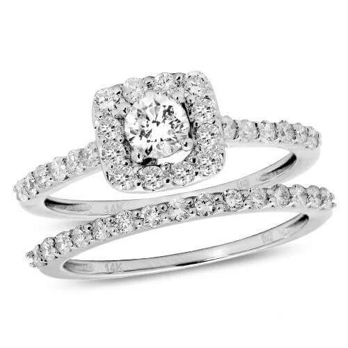 Unique vintage engagement rings for women -14KW 1.10CTW DIAMOND BRIDAL SET [0.27CT CTR]