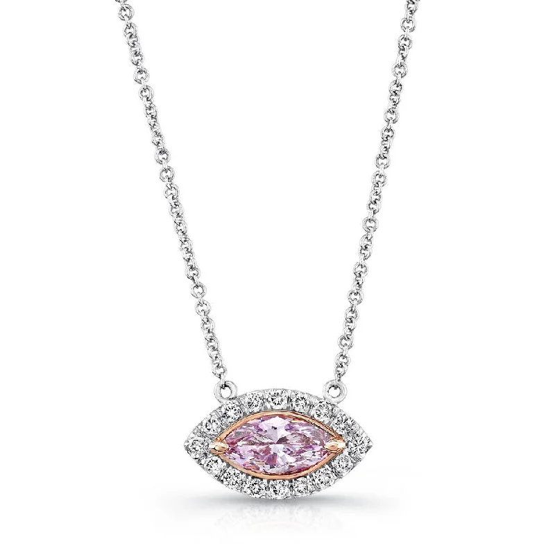 necklaces for wedding gift -Uneek Marquise Pink Diamond Halo Pendant