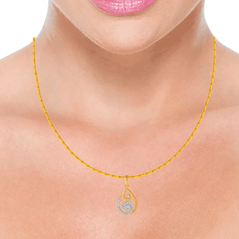 necklaces for beach wear -18KT (750) Yellow Gold And Diamond Pendant For Women