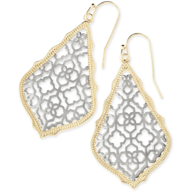 Ladies sterling silver earrings -Kendra Scott Addie Gold Filigree Mix Earrings