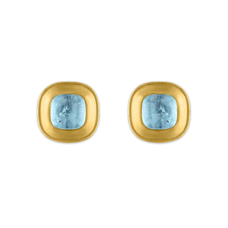 Modern pearl earrings for women -Aquamarine Capsa Stud Earrings