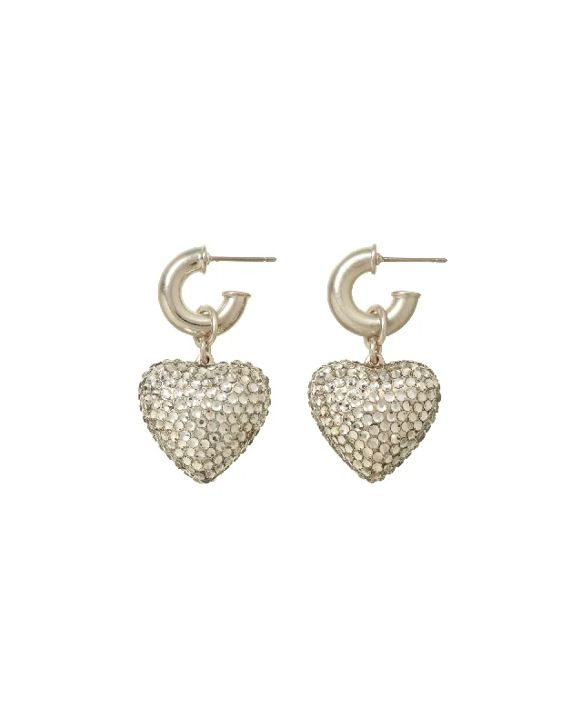 Classic pearl stud earrings for ladies -The Dazzling Puffy Heart Earrings