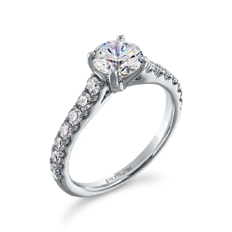 Ladies geometric diamond engagement rings -Diamond Semi-Mount Ring