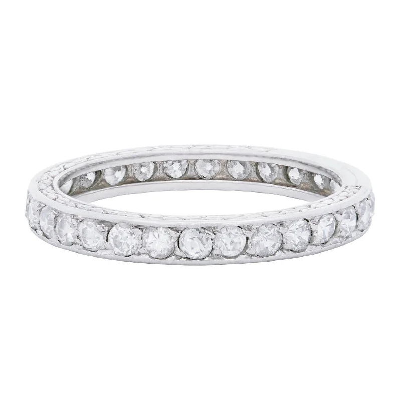 Minimalist solitaire engagement rings for ladies -Art Deco Platinum Diamond Eternity Band